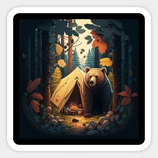 Camping Adventure in the Forest, Bear Sticker